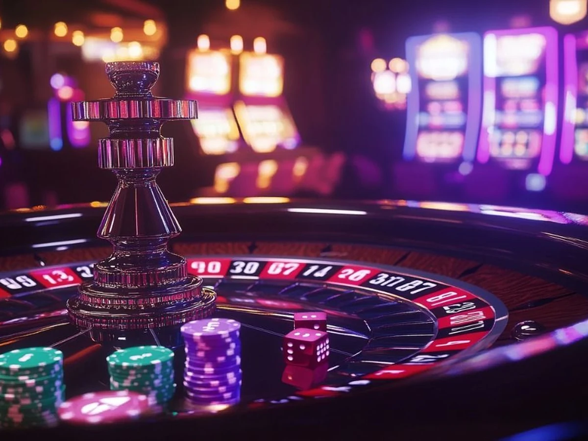 Layar slot bertema dengan simbol dan panel permainan
